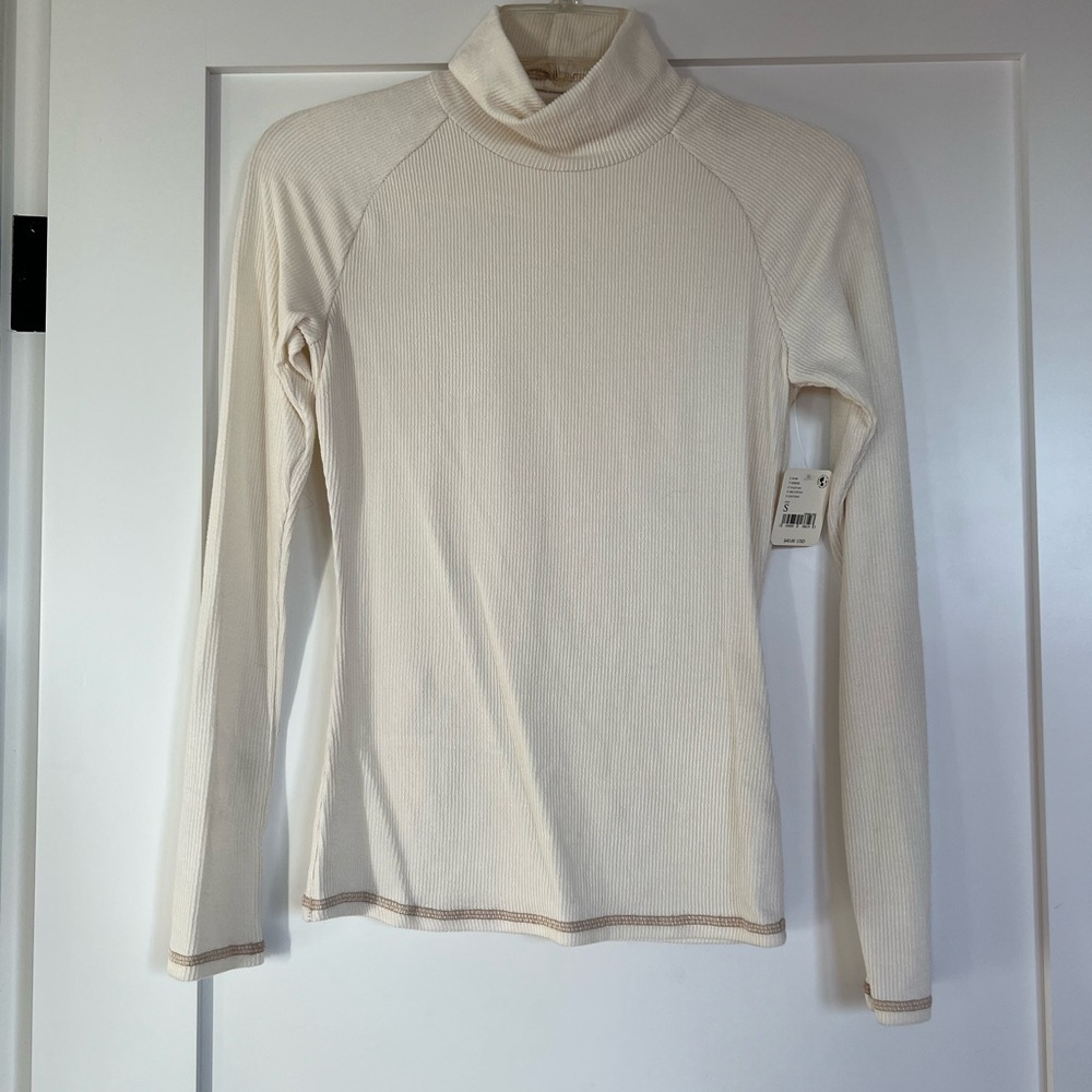 Free People Cream Long Sleeve Top
